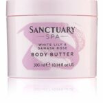 Sanctuary Spa Body Butter, White Lily & Damask Rose Body Moisturiser with Shea Butter, Vegan and Cruelty Free 300 ml