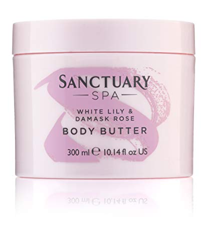 Sanctuary Spa Body Butter, White Lily & Damask Rose Body Moisturiser with Shea Butter, Vegan and Cruelty Free 300 ml