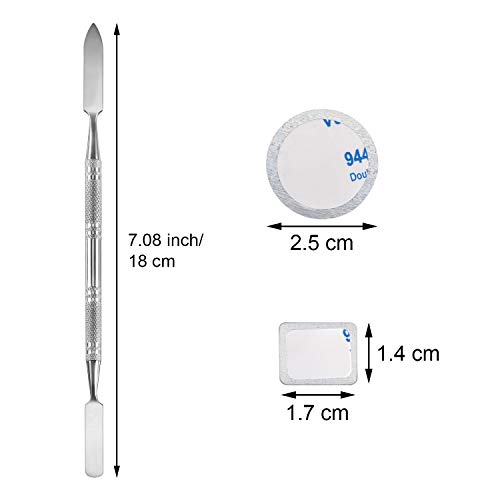 101 Pieces Metal Stickers for Eyeshadow Palette Set, Includes 1 Makeup Depotting Tool, 50 Pieces Square Adhesive Empty Palette Metal Stickers and