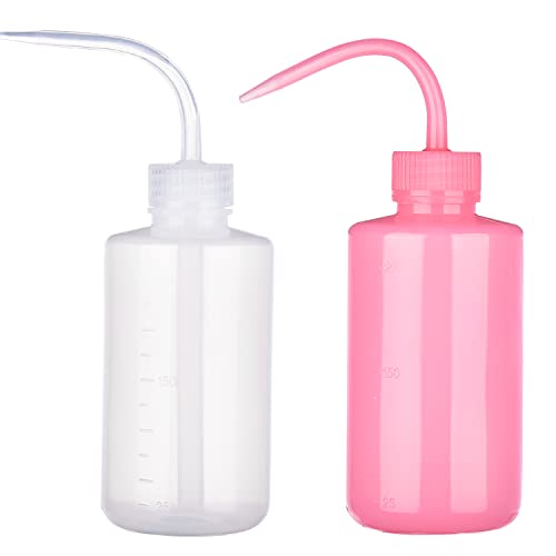 UNVOJL 2 Pieces Eyelash Washing Bottle with Cap 250ml Plastic Squeeze Bottle Eyelash Extension Tools for Beauty Salon (Pink)