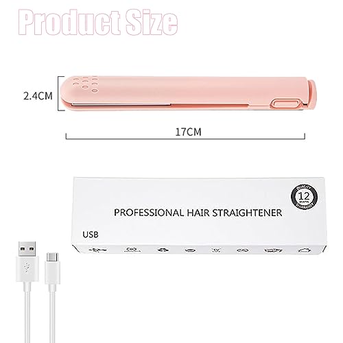 Mini Dual-Purpose Curling Iron,2 in 1 Hair Straightener and Curler,USB Rechargeable Hair Curler Iron,Ceramic Mini Hair Curling Iron for Short Lon