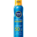 NIVEA Sun UV Dry Protect Sport Sun Spray SPF 50 (200 ml), 100% Transparent and Refreshing Sun Protection, Sweat-resistant & Extra Waterproof Sun