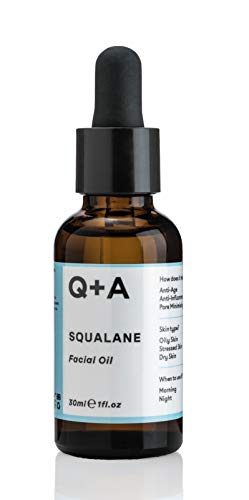 Q+A Squalane Facial Oil. A super hydrating, vegan facial oil derived from olive oil. 30ml/1fl.oz
