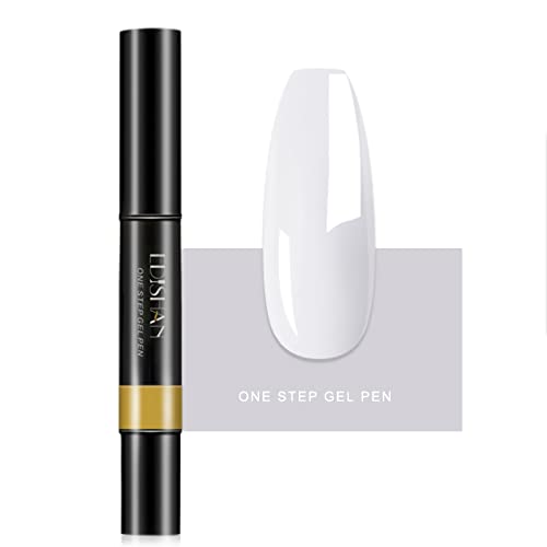 Uhat One Step Gel Nail Polish Pen 3 in 1 Step UV Nail Gel Painting Pen No Base Top Coat Need Nails Art Tool (06#)