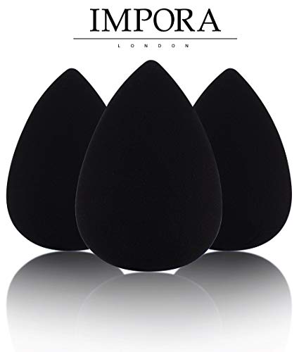 Beauty Makeup Blender/Foundation Sponge Trio Set by Impora London. Original Teardrop/Egg Shape. Vegan, Latex Free. For use with Liquids, Conceale