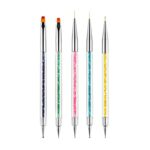 Rnitle Nail Art Brushes[5 Pieces],Double Ended Nail Art Dotting Tool Set,Manicure Drill Drawing Nails Brush Pen,Dotting Drawing Painting Tools Li