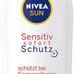 NIVEA SUN Sensitiv instant protection sun lotion in a pack of 1 (1 x 200 ml), sun lotion with SPF 50+ for sensitive skin, waterproof sun protecti