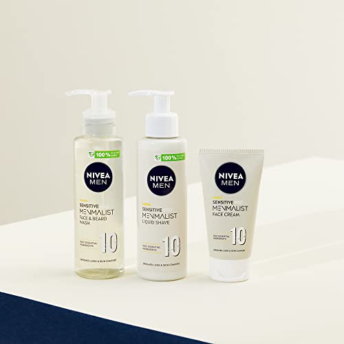 Nivea Men Sensitive Pro Menmalist Face and Beard Wash, Cleansing Men's Face Wash, 10 Essential Ingredients to Gently Remove Dirt and Oils, 200 ml