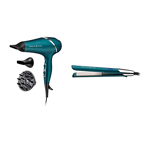 Remington Advanced Coconut Therapy Hair Dryer - 2300 W Hairdryer with Diffuser and 2 Concentrators Infused with Micro Conditioners - AC8648, Jade