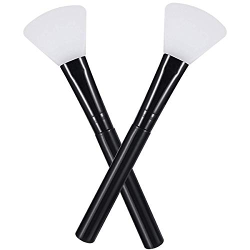 Face Mask Brush Silicone 2PCS Flexible Facial Mud Mask Applicator Brush, Hairless Moisturizers Applicator Tools, Wood Handle Mask Applicator for