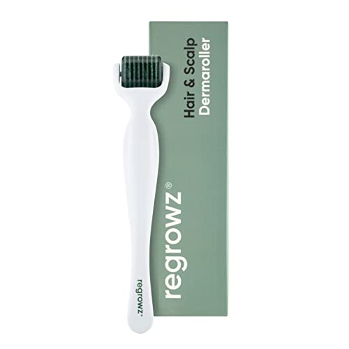 Regrowz Derma Roller for Hair Growth 0.5mm - 192 Titanium Needles - Microneedling Scalp Roller for Men & Women - Stimulates & Boost Thicker and H