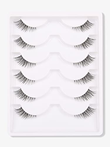 GMAGICTOBO False Eyelashes Short Natural Lashes Wispy Clear Band Half Lashes Pack 3D Faux Mink Cat Eye Lashes Fake Eyelashes 6 Pairs