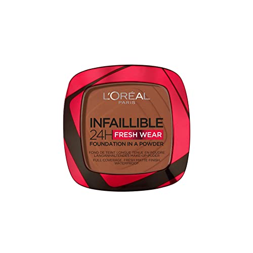 L'Oréal Paris Infallible 24H Fresh Wear Foundation in a Powder, Full-coverage, Longwear, Weightless Smooth Finish, Water-proof and Transfer-proof