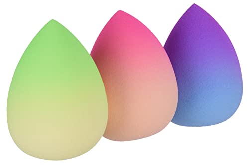 Beauty Makeup Blender/Foundation Sponge Trio Set by Impora London. Original Teardrop/Egg Shape. Vegan, Latex Free. For use with Liquids, Conceale