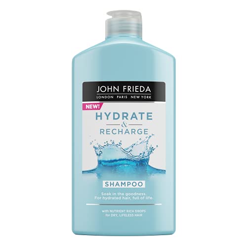 John Frieda Hydrate & Recharge Shampoo 250 ml, Hydrating Shampoo for Dry, Damaged Hair, Moisturising Shampoo for Stressed Hair