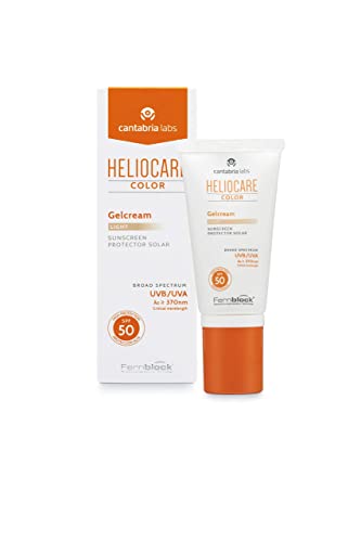 Heliocare Gelcream Colour Light SPF 50 50ml / Sun Cream For Face / Daily UVA UVB Anti-Ageing Sunscreen Protection / Suits All Skin Types / Natura