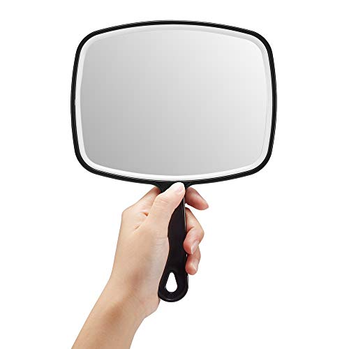 OMIRO Hand Mirror, Black Handheld Plain Mirror with Handle,Square,M