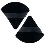 Powder Puffs, Triangle Puffs Soft Makeup Velour Puff Cotton Mini for Pressed Loose Face Cosmetic Foundation Sponge Mineral Wet Dry (2 Pieces, Bla