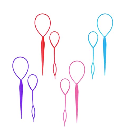 Hair Braiding Tool,Ponytail Holders,Topsy Tail Hair Tool, 8pcs Hair Braiding Tool Topsy Tail Loop French Braid Loop Tool Topsy Tail Kit, 4 Colors