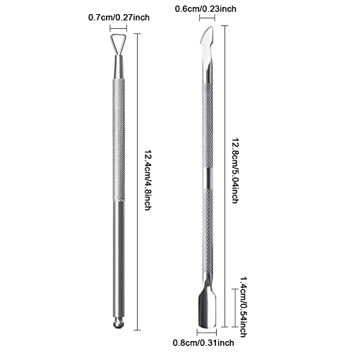 Fishing Fun Cuticle Pusher, 2 Pcs Stainless Steel Cuticle Pusher Tool,Double End Manicure Pedicure UV Gel Nail Polish Remover Tool for Fingernail