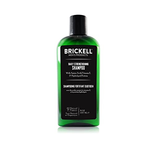 Brickell Men's Daily Strengthening Shampoo for Men, Natural and Organic Featuring Mint and Tea Tree Oil To Soothe Dry and Itchy Scalp, Sulfate Fr