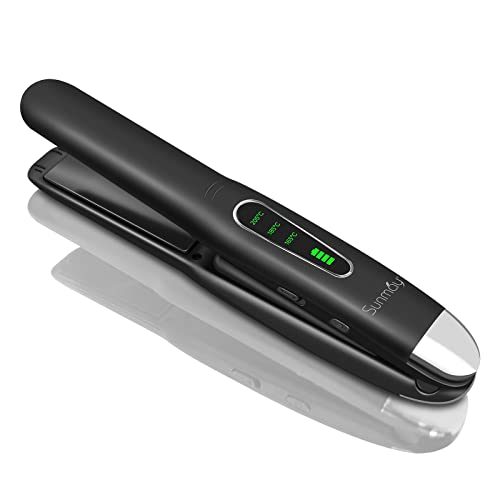 SUNMAY Voga 2 in 1 Cordless Hair Straighteners and Curler, Travel Wireless Portable USB Rechargeable Straightener, Mini Flat Iron Curling Wand wi