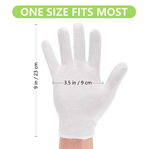 Occan White Cotton Gloves for Eczema, 6 Pairs Moisturizing Gloves Overnight for Dry Hands, Comfortable and Washable Fits Men and Women