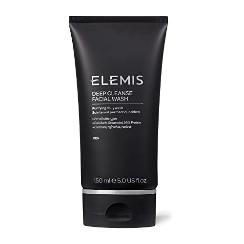 ELEMIS Mens Deep Facial Cleansing Wash, Pair Refreshing Peppermint Foaming Gel Face Cleanser with Pro-Collagen Anti Wrinkle, Moisturising Day Cre