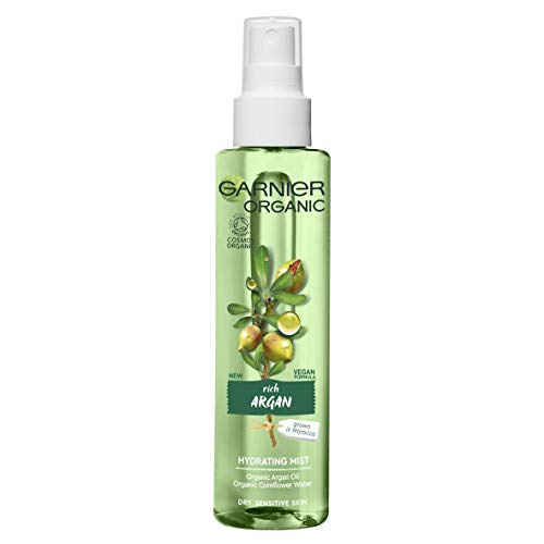 Garnier Organic Argan Hydrating Facial Spray Mist for Dry and Sensitive Skin, Hydrating and Refreshing Face Mist 150 ml