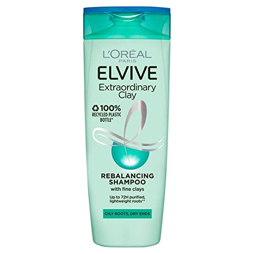L'Oreal Elvive Extraordinary Clay Rebalancing Shampoo (400ml) & Conditioner (300ml) Set for Dry Roots & Dry Ends