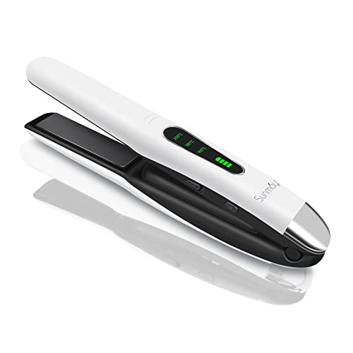 SUNMAY Voga 2 in 1 Cordless Hair Straighteners and Curler, Travel Wireless Portable USB Rechargeable Straightener, Mini Flat Iron Curling Wand wi