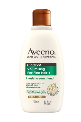 Aveeno Volumising Fresh Greens Scalp Soothing Mint, Cucumber and Rosemary Shampoo for Fine Hair 300ml