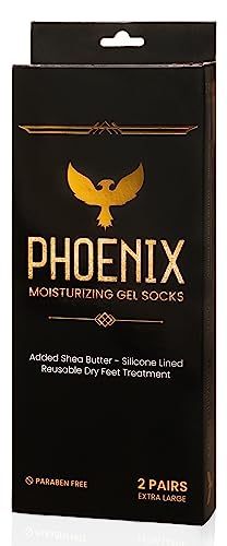 Moisturising Gel Socks for Men and - Extra Large - 2 Pairs - with Shea Butter - Paraben Free - Reuseable Moisturizing Socks - Phoenix Foot Peel™