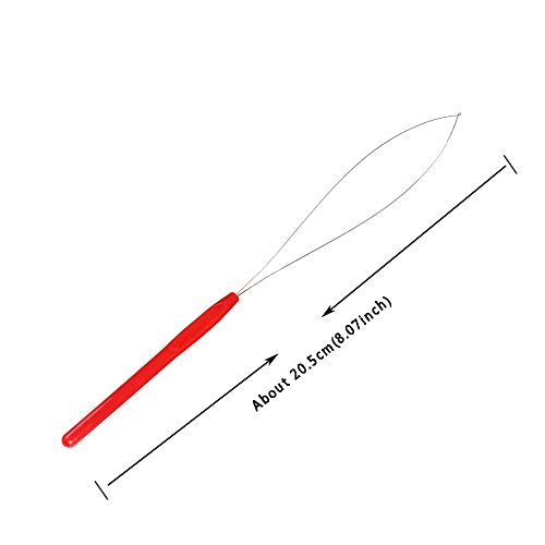 10PCS Multicolored Plastic Hair Extension Loop Needle Tool Loop Threader Pulling Hook Bead Device Tool for Hair Extensions Feather Extensions