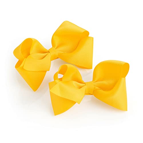 Card of 2 Hair Bow Clips Girls Hair Grips for School Wear Hair Clips Ribbons (Bottle Green)