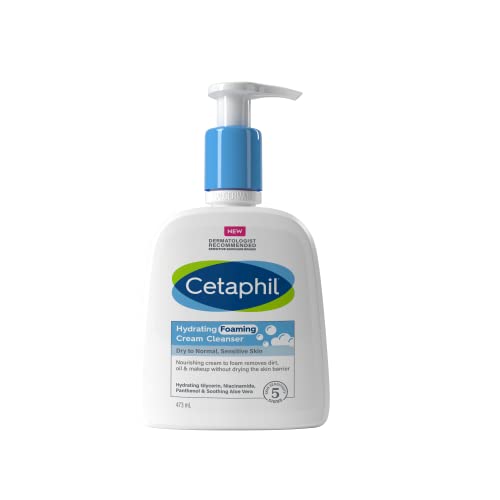 Cetaphil Hydrating Foaming Cream Cleanser, 236ml, Face Wash with Niacinamide for Normal, Dry or Sensitive Skin, Vegan-Friendly