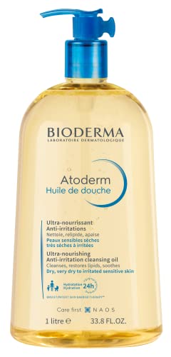 Bioderma Atoderm Shower Oil - Cleansing Oil Body Wash for Very Dry to Eczema-Prone Skin, Shower Oil to Nourish, Soothe & Restore Sensitive Skin,