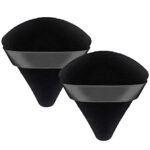 Patelai 2 Pcs Powder Puff Makeup Triangle Soft Sponge Reusable Sponges with Strap for Loose Cosmetic Foundation Wet Dry (Black)