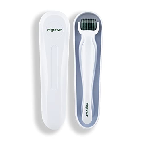 Regrowz Derma Roller for Hair Growth 0.5mm - 192 Titanium Needles - Microneedling Scalp Roller for Men & Women - Stimulates & Boost Thicker and H
