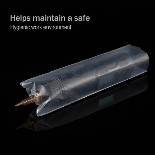 EZ Tattoo Machine Covers - 200pcs (2.4 inch X 7 inch) Disposable Tattoo Pen Machine Bags Transparent White Cartridge Machine Sleeves for Wireless
