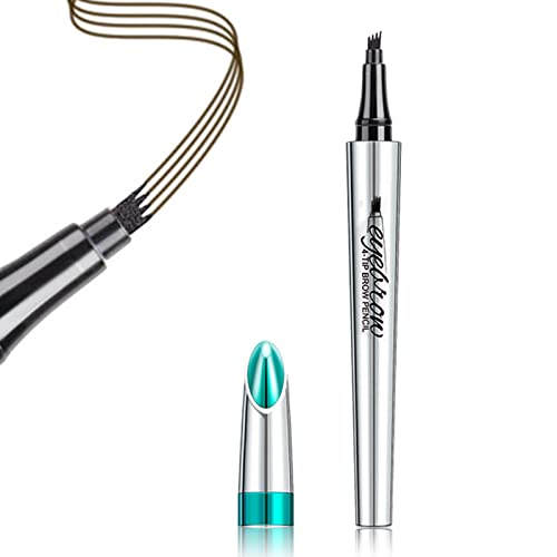 Eyebrow Pencil Microblading Eyebrow Pen with 4 Micro-Fork Tip Long Lasting Waterproof Eyebrow Makeup Looks Like Hair Defined Natural Beauty Profe