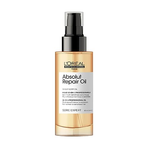 L’Oréal Professionnel 10-in-1 Leave-in Oil, With Protein And Gold Quinoa for Dry And Damaged Hair, Serie Expert Absolut Repair, 90 ml