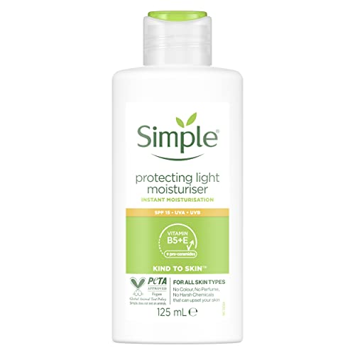 Simple Kind to Skin Protecting Light Moisturiser SPF 15 with pro-vitamin B5, vitamin E and glycerin lotion for sensitive skin 125 ml