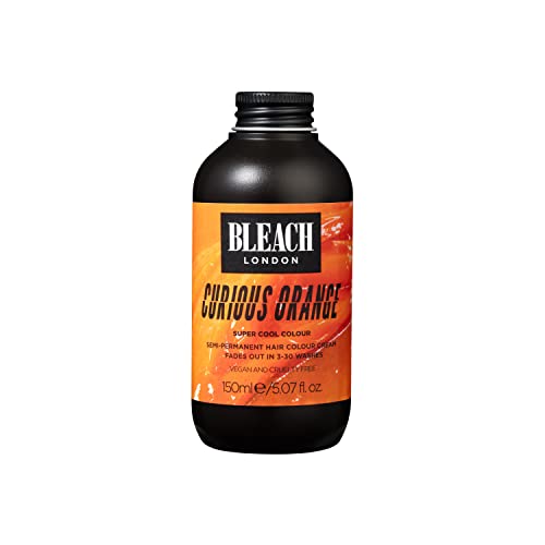 BLEACH LONDON Curious Orange Semi-Permanent Hair Colour Cream - Electric Orange, Vegan, Cruelty Free, Vibrant Temporary Hair Dye 150 ml