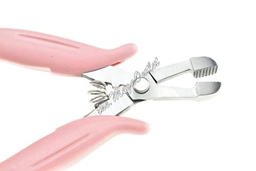 Profesional Hair Extension Pliers for Removing Micro Rings and Crushing Fusion Bond - Anti-rust Stainless Steel with Non-slip Grip - Pink - 6''