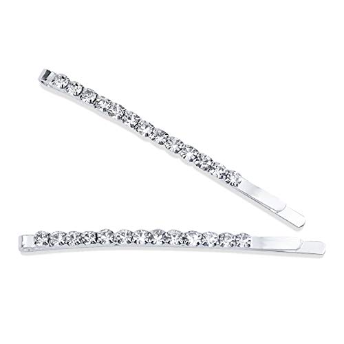 Dokpav 12 Pieces Rhinestone Bobby Pins, Crystal Hair Pin Decorations, Silver Metal Hair Clips, Barrettes Headdress, Fashion Hair Accessories for