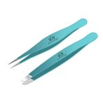 Majestic Bombay Fine Point + Slant Tweezers for Women and Men – Splinter Ticks, Facial, Brow and Ingrown Hair Removal–Sharp, Needle Nose, Surgica