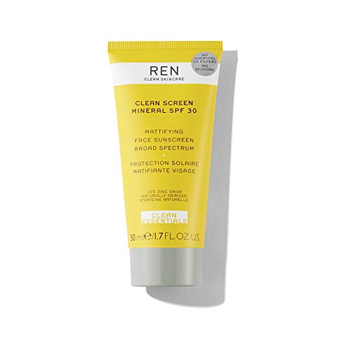 REN Clean Skincare Clean Screen Mineral Mattifying Face Sunscreen | SPF 30 | For Sensitive Skin | UVA & UVB Ray Protection | Vegan | Step 4: Glow