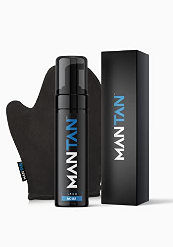 MANTAN - Self Tan for Men With Tanning Mitt | Dark Shade Male Instant Fake Self Tanner Bronzing Mousse For Body Face |