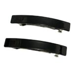 2pcs Large Rectangular French Design Hair Barrette Clip Pins Grips Smooth Elegant Womens Girls Hair Clips Slides Accessories Length 8CM (2pcs Bla